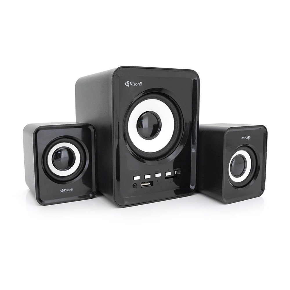 Набор портативных колонок Kisonli U-2800BT с сабвуфером 5W+2x3W Bluetooth USB AUX FM Черный (31323)