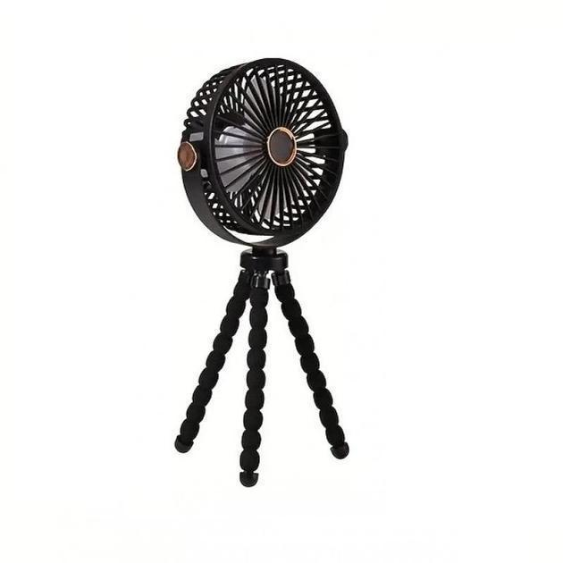 Вентилятор аккумуляторный на гибких ножках зажима USB Черный