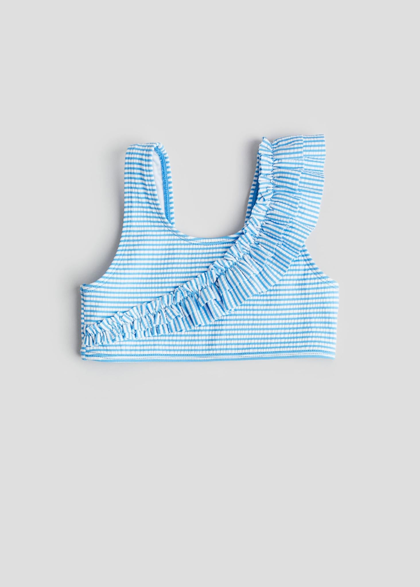 Купальный топ H&M Полоски 1218300 134-140 см Бело-голубой