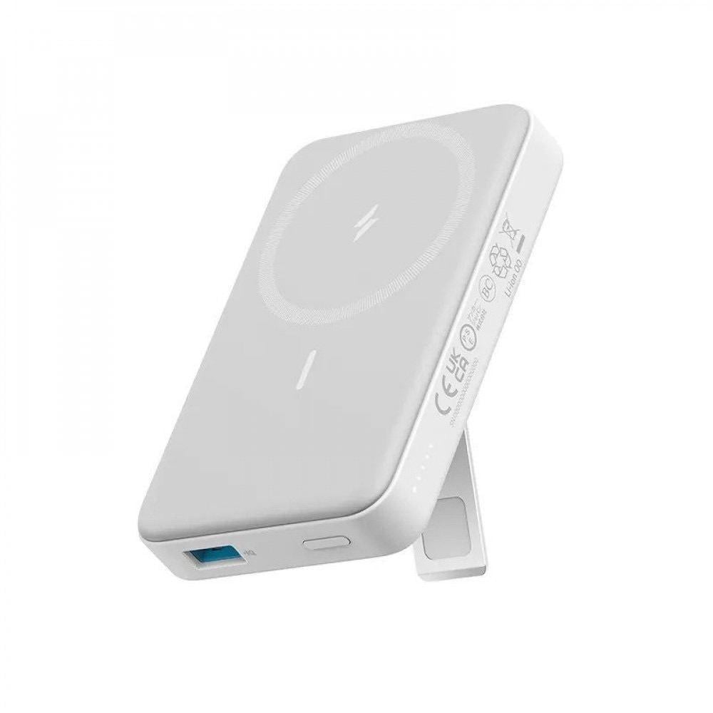 Повербанк магнитный Anker A1652 MagGo 10 000 mAh 20 Вт с беспроводной зарядкой и подставкой Белый (26389465)