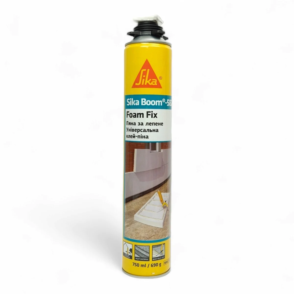 Клей-піна поліуретанова професійна для теплоізоляції Sika Sika Boom-582 Foam Fix під пістолет балон 750 мл