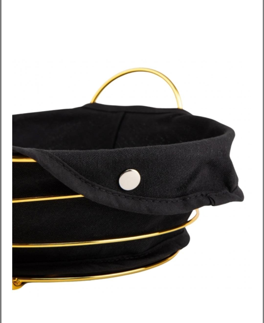 Хлібниця-кошик Elisey металева з текстильною накладкою 24 см Золотий/Чорний (9140-002) - фото 2 Хлібниця-кошик Elisey металева з текстильною накладкою 24 см Золотий/Чорний (9140-002) - фото 2