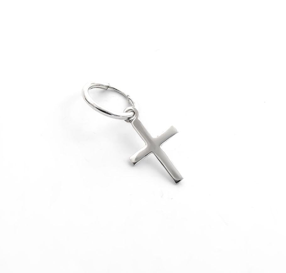 Серьги серебряные мужские Maxi Silver 9127 Конго с крестиком (89127)