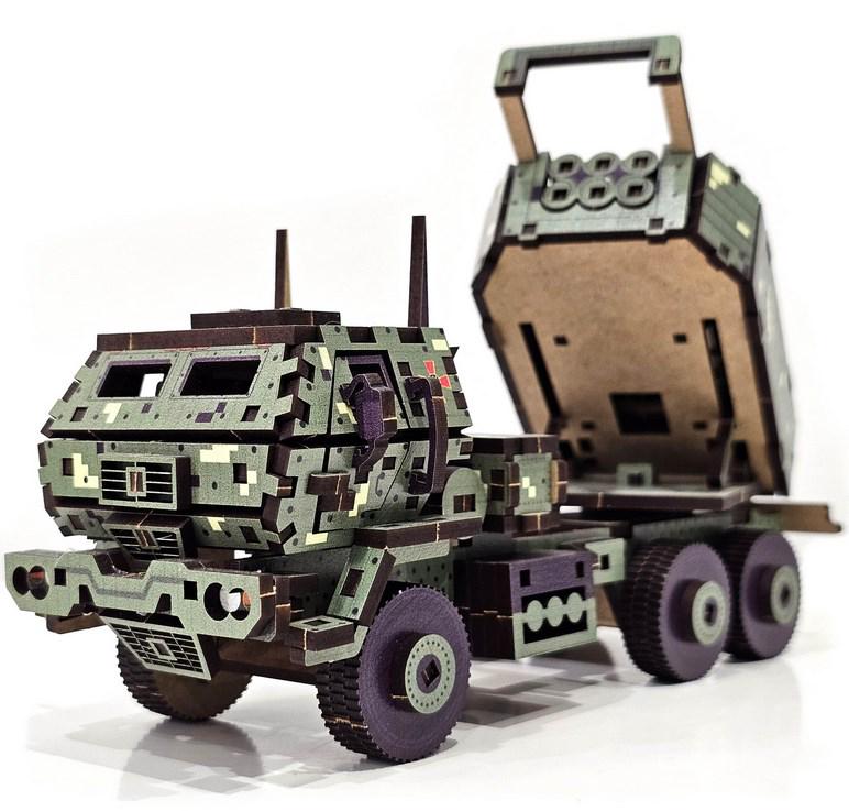 Пазл 3D дерев’яний HIMARS механічний інженерний конструктор без клею 20 см 235 дет. (31370806)