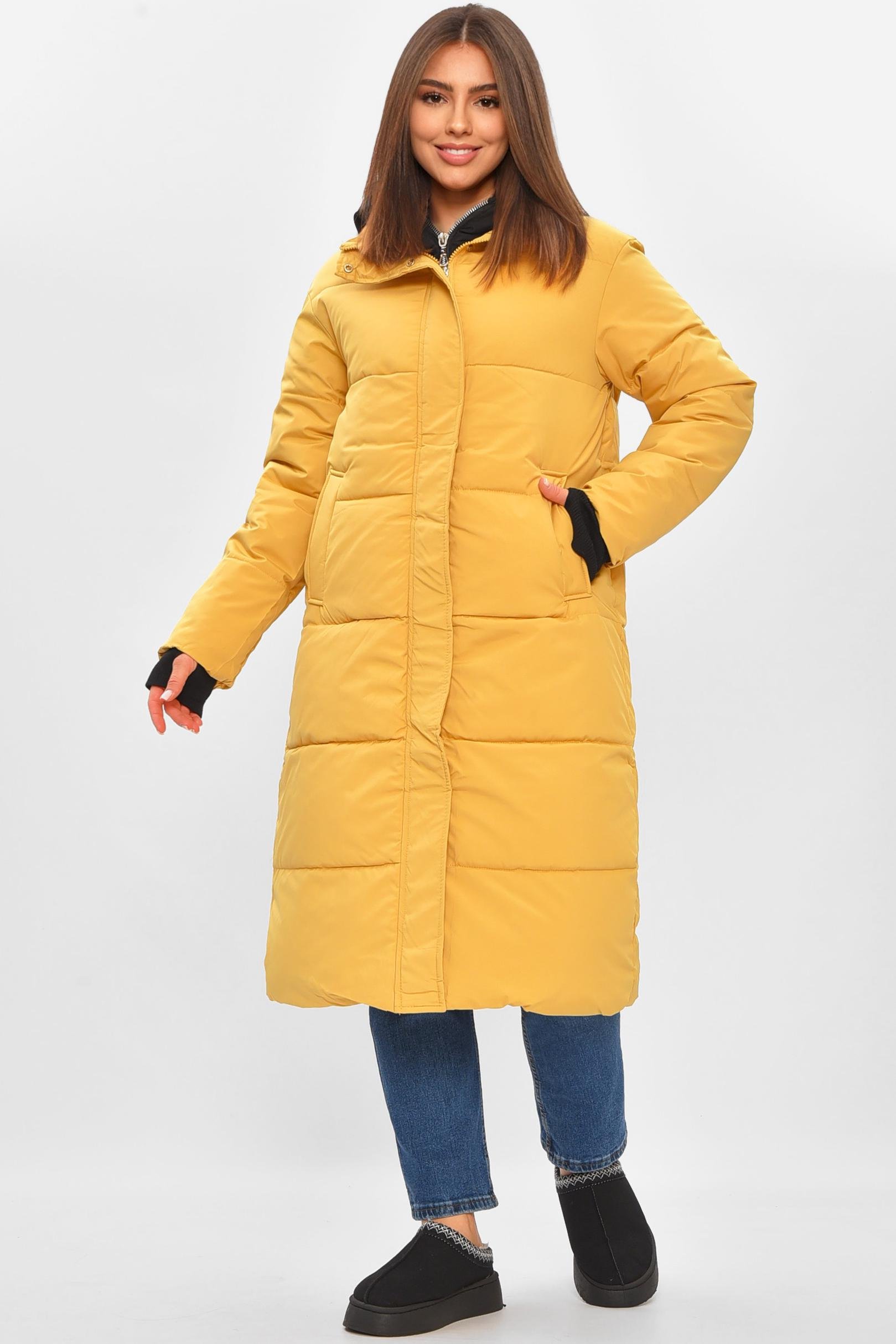 Куртка женская удлиненная зима L Горчичный (206086) Куртка женская удлиненная зима L Горчичный (206086)