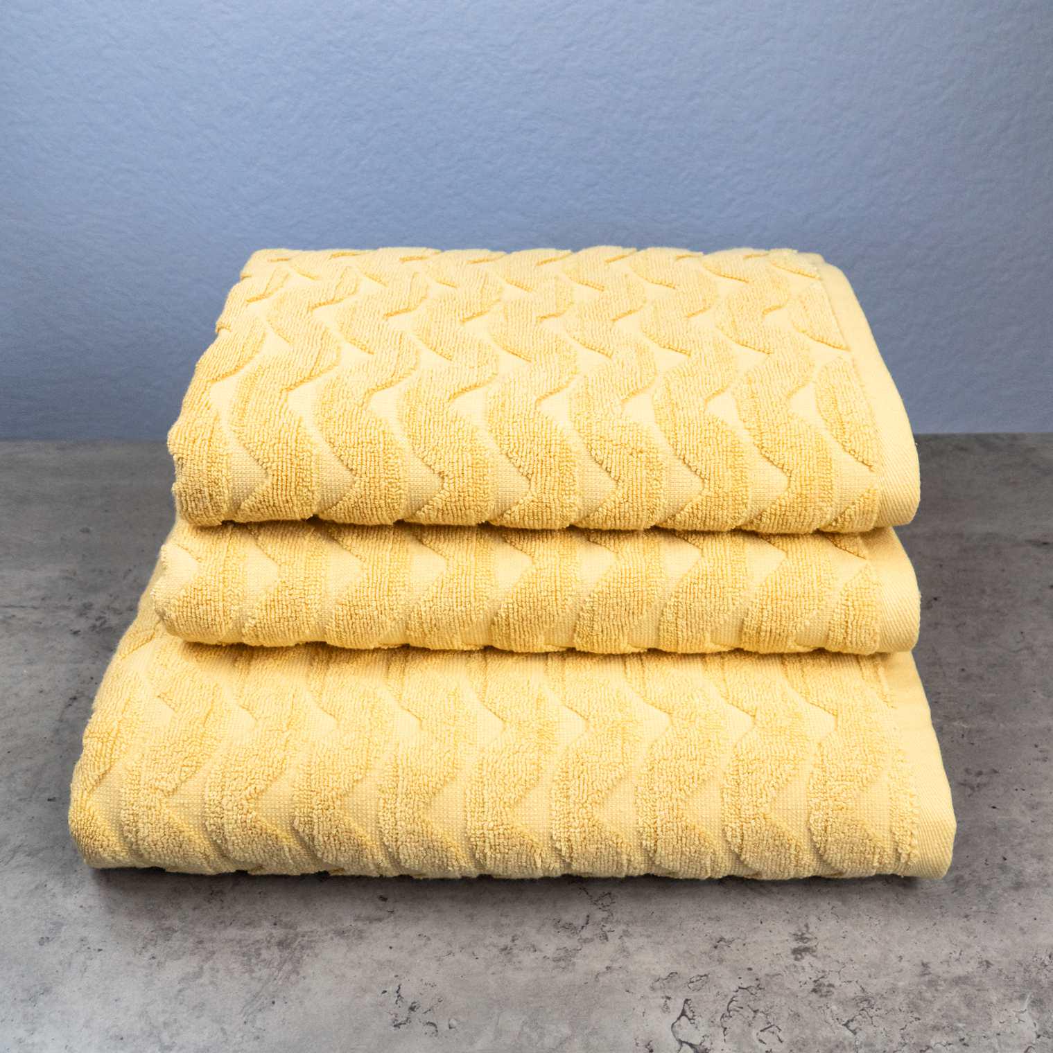 Комплект полотенец GM Textile Волна жаккардовые 3 шт. Желтый (500-k-wave-yellow)