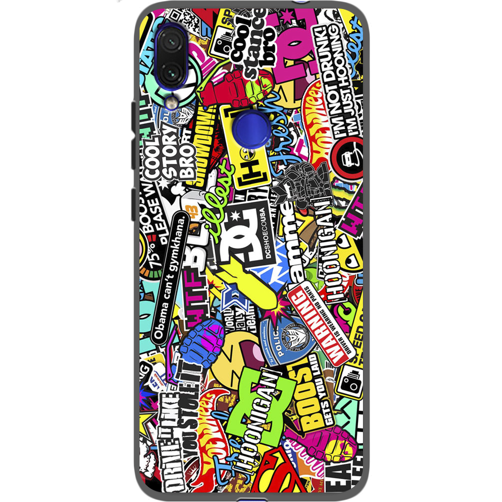 Чехол Boxface Xiaomi Redmi Note 7 Multicolored Inscriptions Черный силикон (36202-up880-37106)