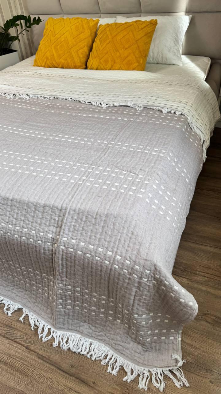 Покрывало муслиновое 200х230 см. Светло-серый (Д-muslin25-009-01) - фото 3 Покрывало муслиновое 200х230 см. Светло-серый (Д-muslin25-009-01) - фото 3