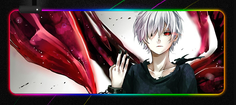 Коврик для мышки с принтом Аниме Tokyo ghoul LED подсветка 800х300х4 мм (2143925574)