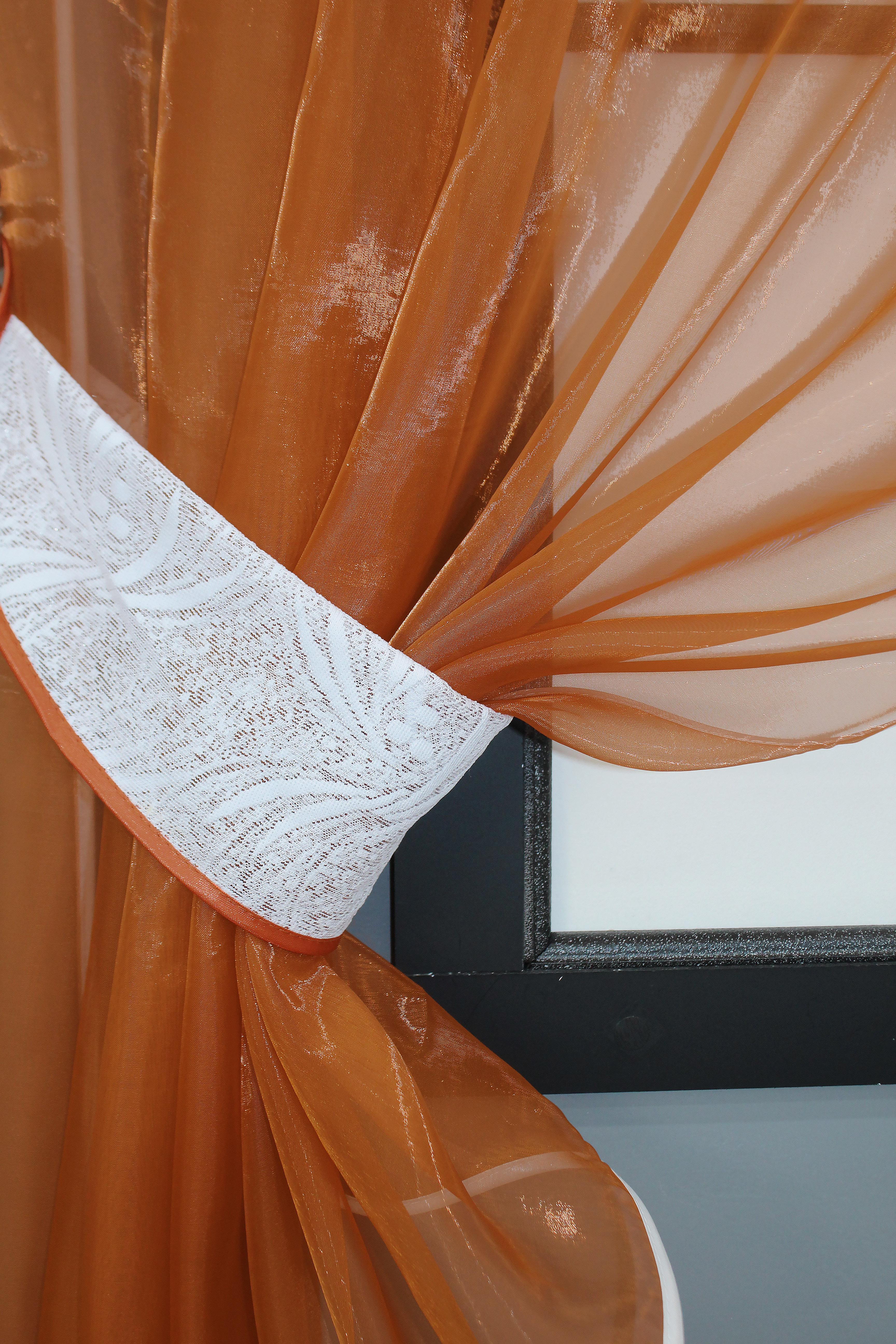 Кухонні штори VR-Textil № 091к з ламбрекеном і підв'язками 270х170 см Теракотовий/Білий (52-0802) - фото 3 Кухонні штори VR-Textil № 091к з ламбрекеном і підв'язками 270х170 см Теракотовий/Білий (52-0802) - фото 3