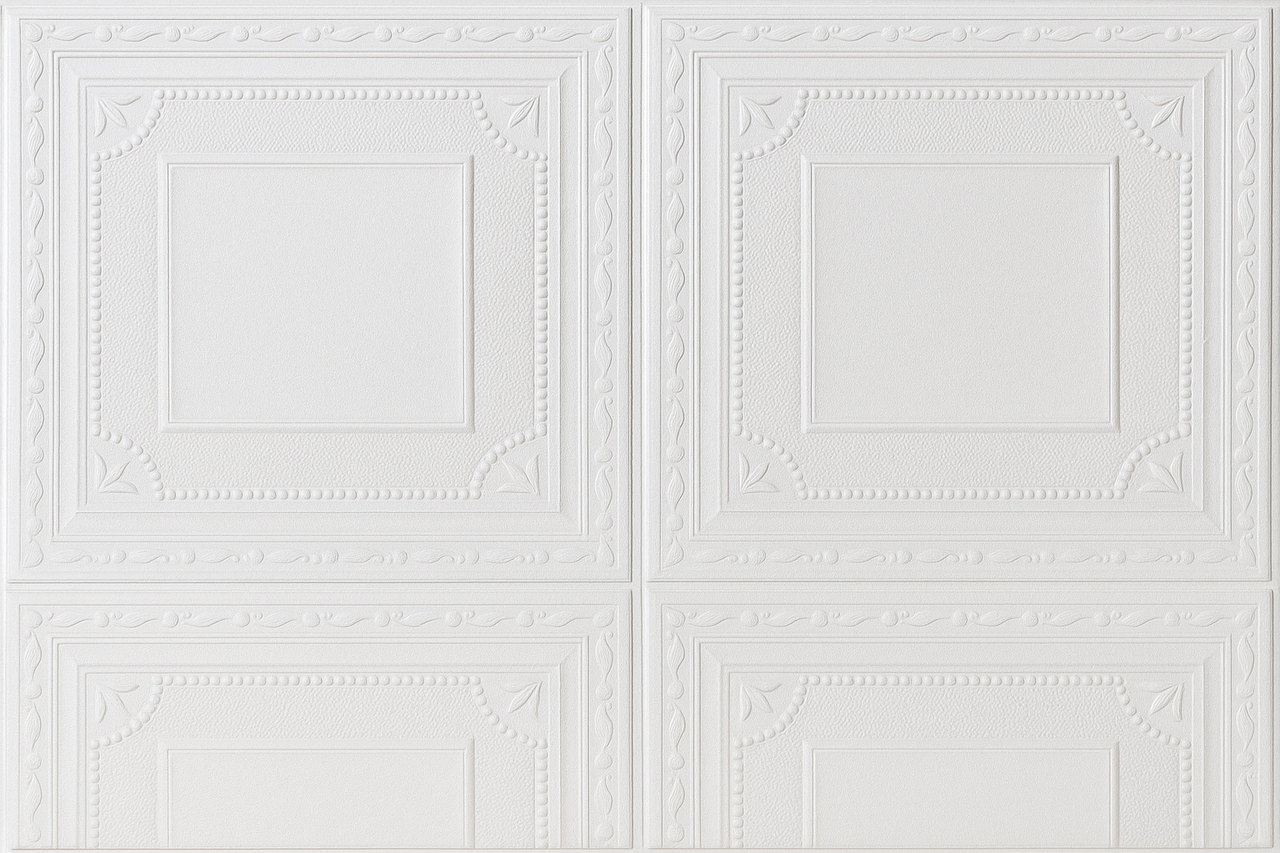 3D-панель самоклеюча стельова 700x700x2мм Білий (PP2-032)