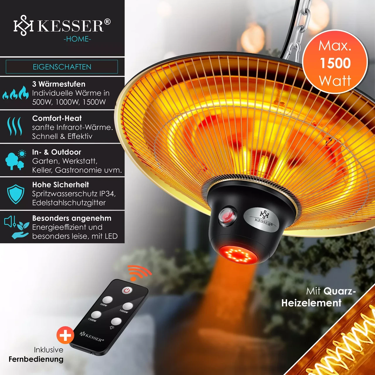 Инфракрасный обогреватель потолочный KESSER 140x40x28 см - фото 8