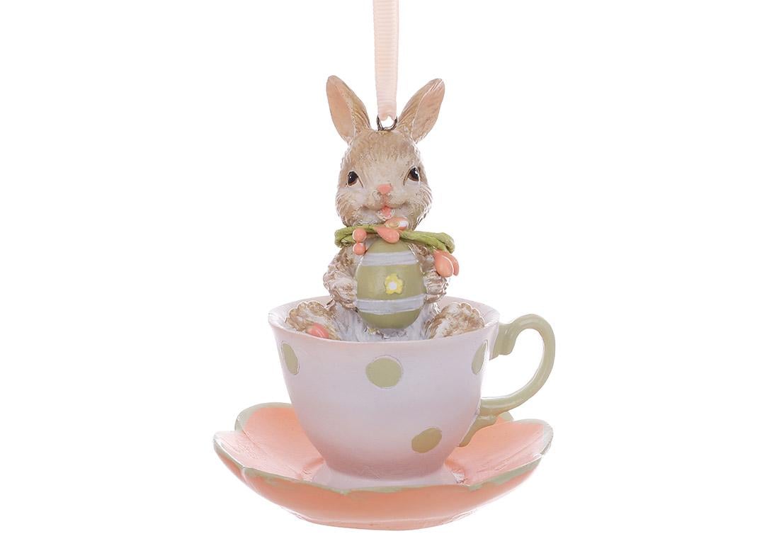 Декоративная подвеска Зайка в чашечке 10 7 см (838-547)