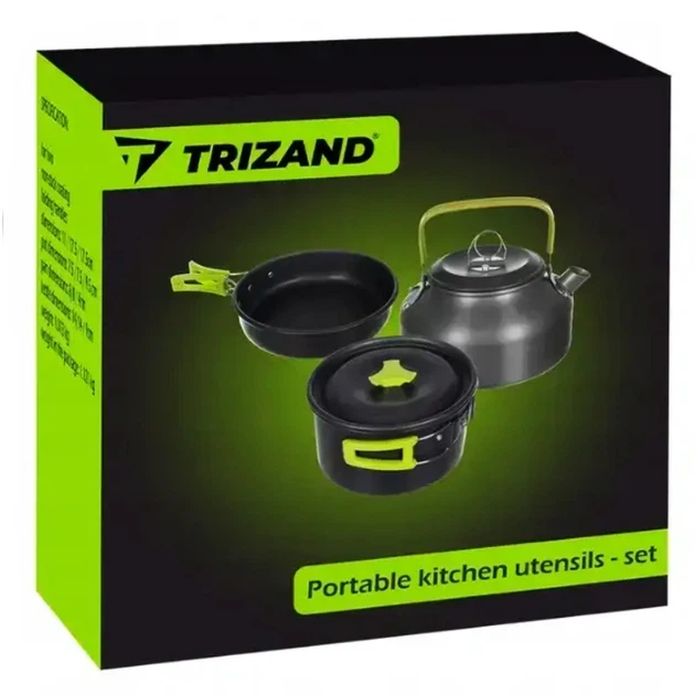 Набор туристической посуды Trizand 14224/23667 18в1 алюминиевый для 2 человек