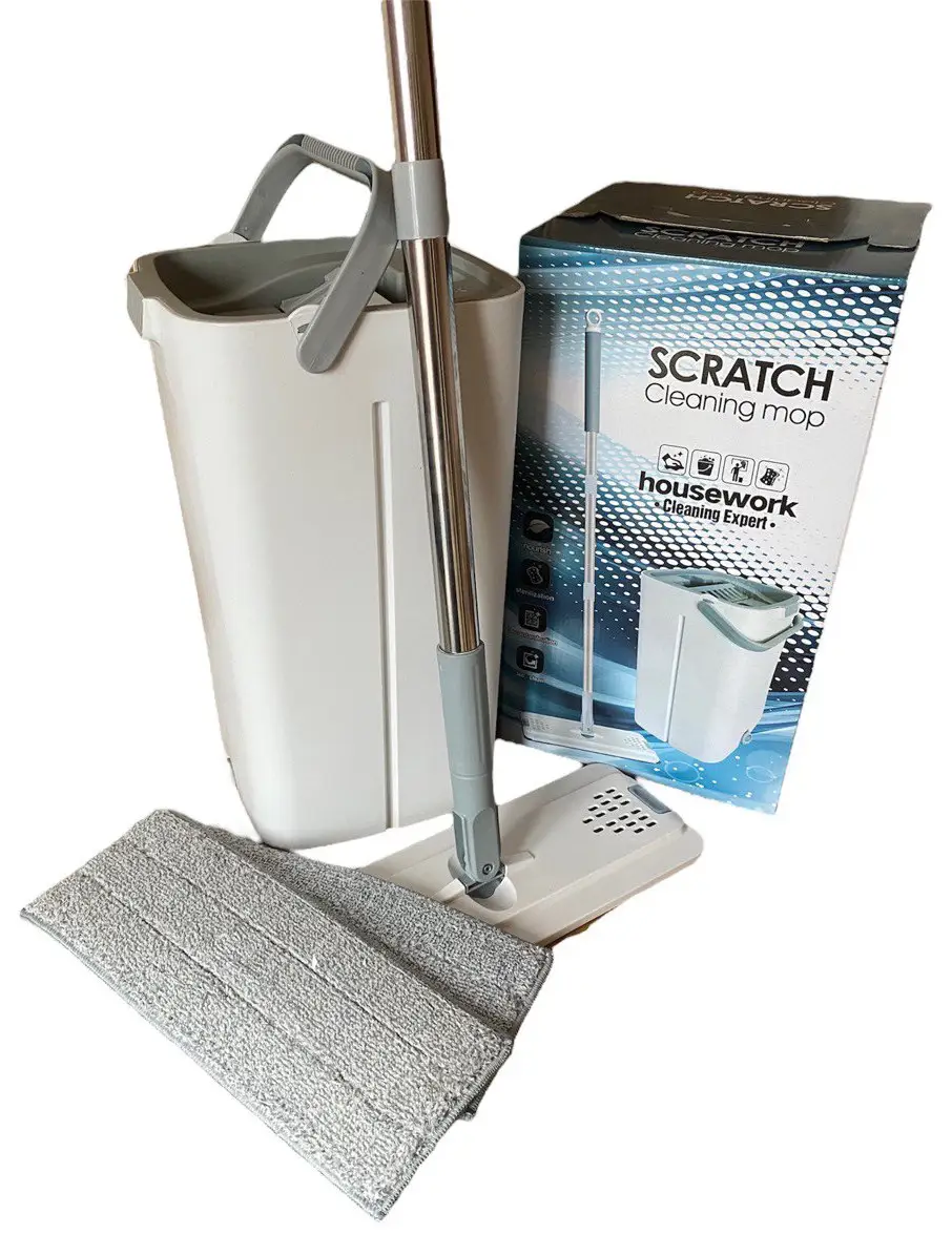 Набор для уборки EasyMop 06 швабра с 2 микрофибровыми насадками и ведро с отжимом Серый (147-46-43020)