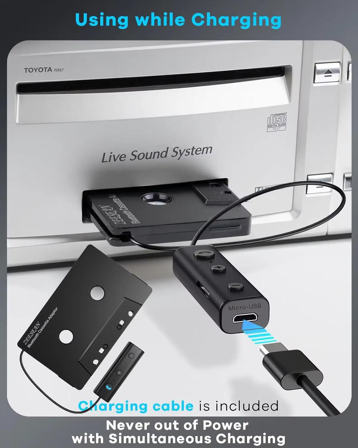 Аудіоприймач автомобільний Zeesean c003 Bluetooth 5.1 касетний з підтримкою TF-карти Black (c003z) - фото 5