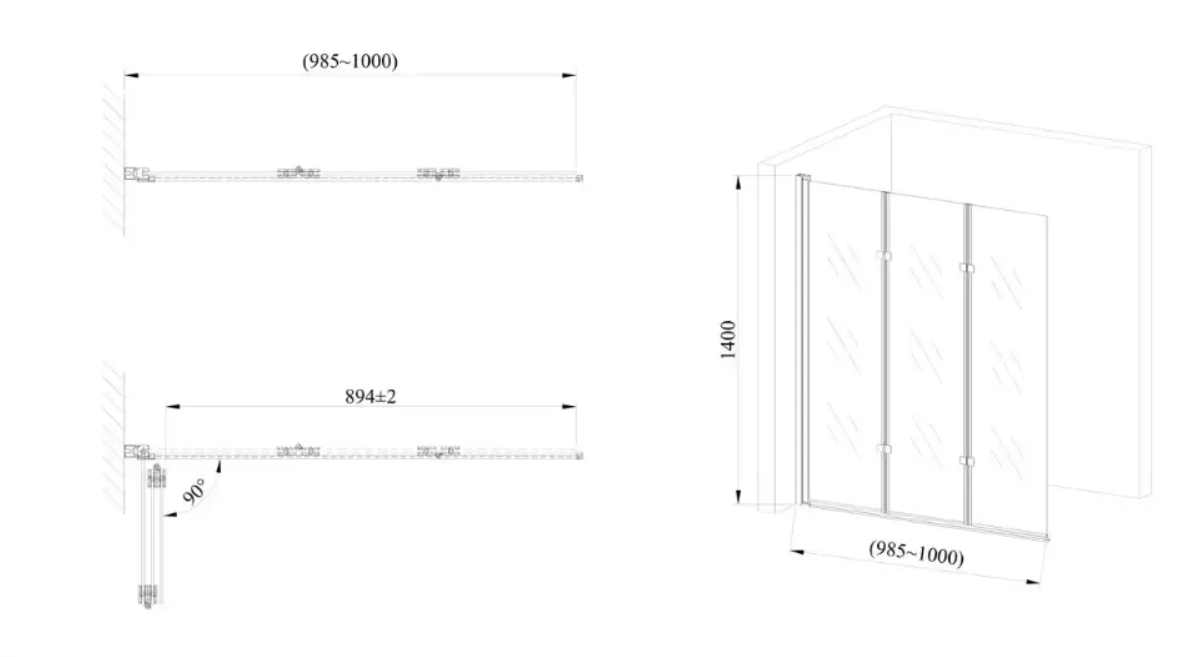 Шторка для ванни скляна AVKO Glass A542-7 100х140 Clear (5427100140) - фото 2