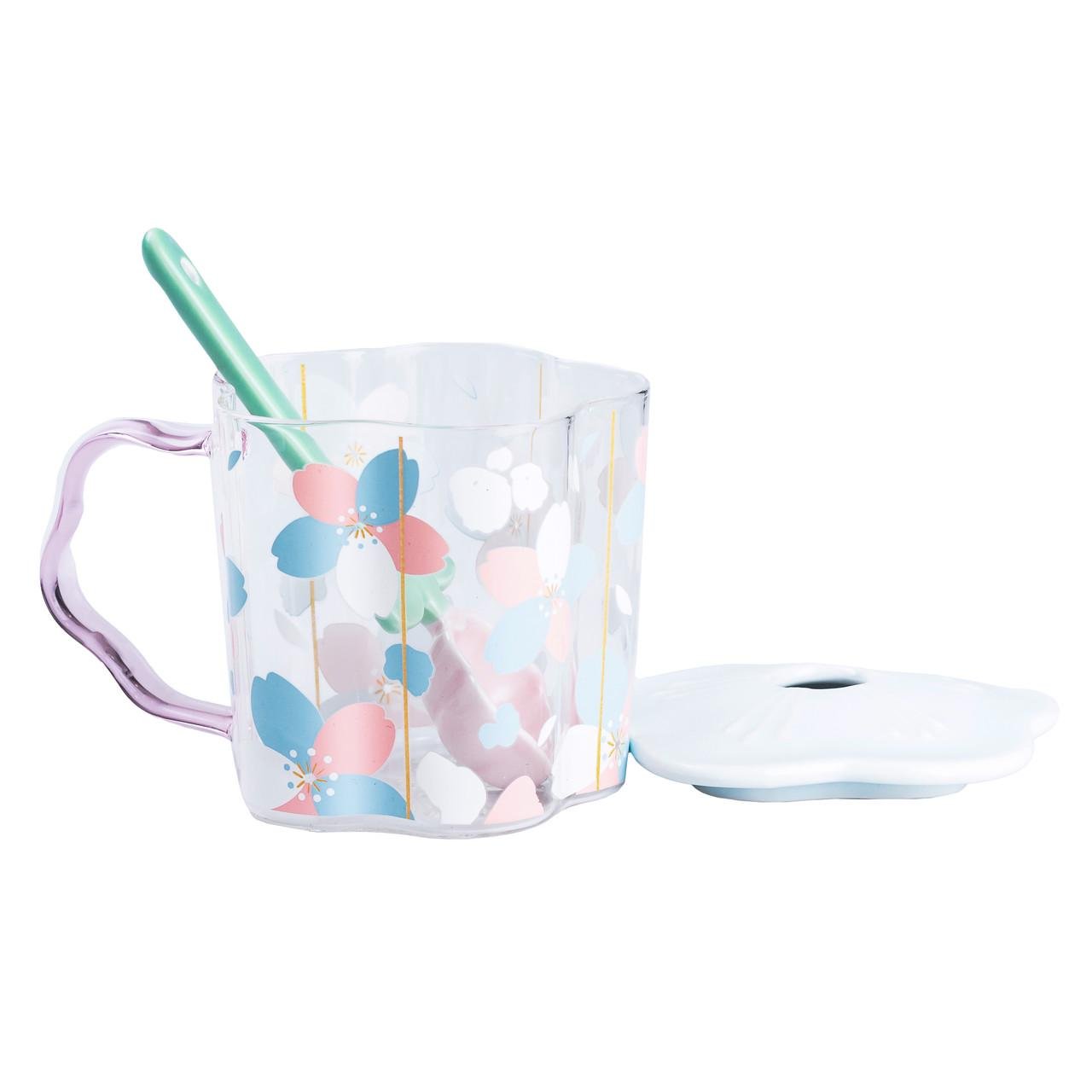 Чашка стеклянная с ложкой и крышкой Lighthouse 500 мл Голубой (LG-20142) - фото 2 Чашка стеклянная с ложкой и крышкой Lighthouse 500 мл Голубой (LG-20142) - фото 2