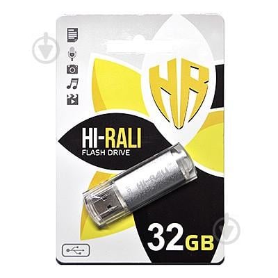 Флеш-накопичувач USB 32GB Hi-Rali Rocket Series Silver (HI-32GBVCSL) - фото 1