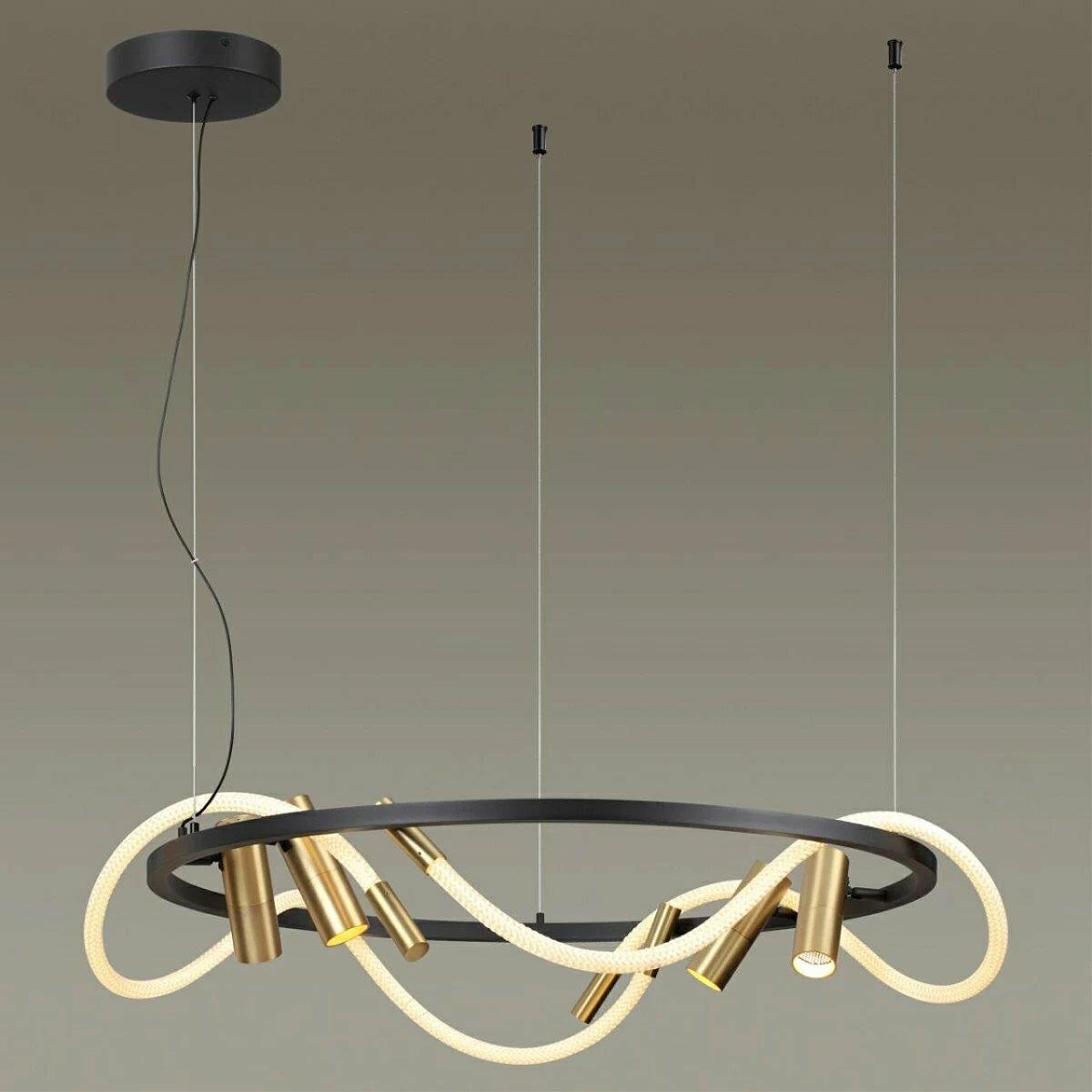 Люстра світлодіодна Valeso з вигнутим розсіювачем 36W 4000К Чорний/Золотий (THD63815-5 36W)