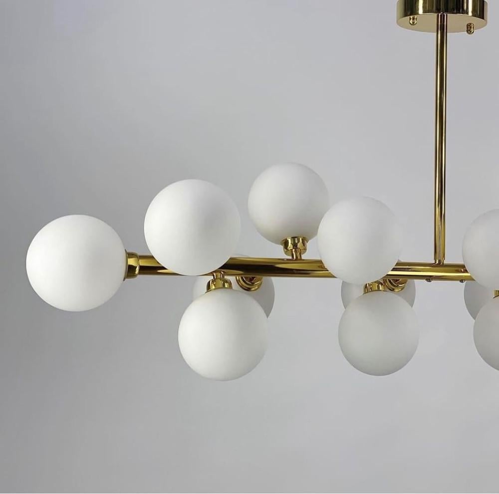 Люстра линейная с миниатюрными белоснежными плафонами (DE 14 L/940 GD) - фото 5