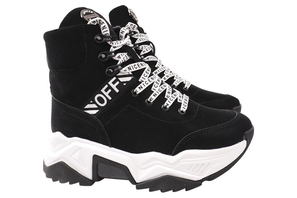 Ботинки женские Visazh из кожи-нубука на платформе р. 38 Черный (187-21ZHS)