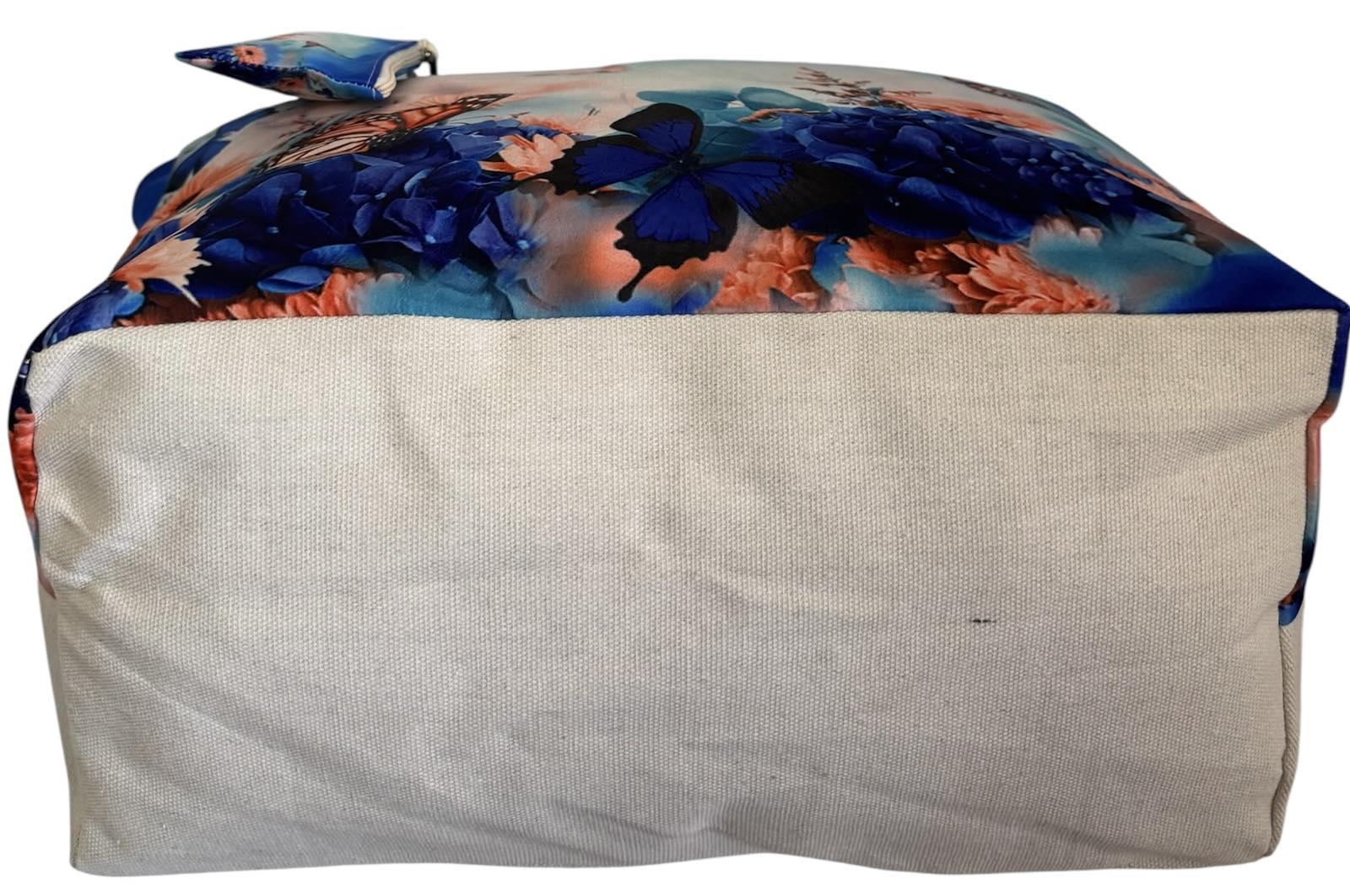 Сумка пляжна жіноча з тканини на блискавці Бежево-блакитний (2056) - фото 4 Сумка пляжна жіноча з тканини на блискавці Бежево-блакитний (2056) - фото 4