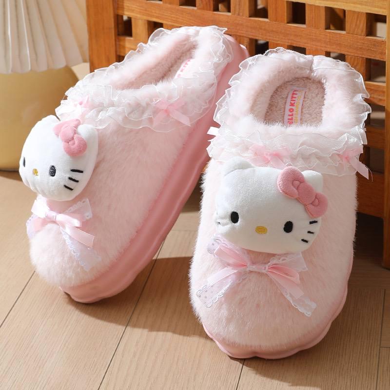 Тапочки женские домашние Hello Kitty утепленные с закрытым носком р. 35 22,5 см (10420) - фото 3