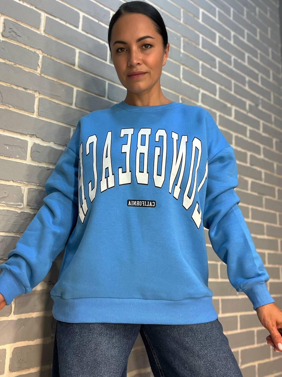 Свитшот женский QUZEN 488 long beach флис утепленный M Голубой (880) - фото 2 Свитшот женский QUZEN 488 long beach флис утепленный M Голубой (880) - фото 2