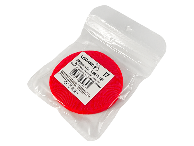 Органайзер-лента для кабеля Lemanso LMK2141 многоразовая липучка 12 мм х 5 м Красный (7053)