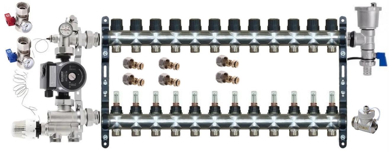 Коллектор энергосберегающий Lider Comfort 12 контуров для теплого пола (9245405)