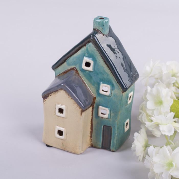 Домик-подсвечник Голландский Бирюзово-бежевый (2588)