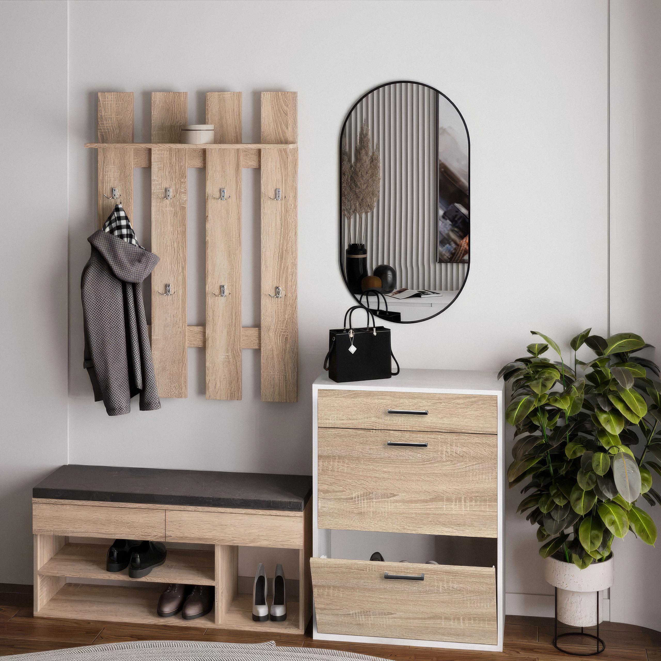 Тумба под обувь для прихожей с ящиком Т207 700х280х920 мм ДСП 16 мм Белый/Дуб Сонома (20258923)