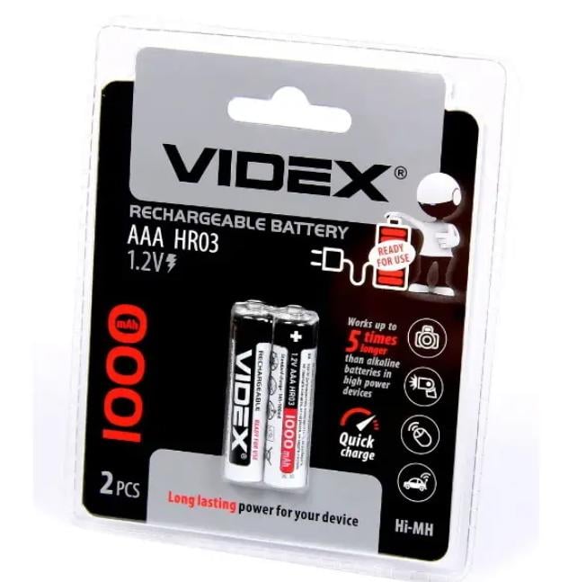 Акумулятор Батарея Videx AAA 1000 mAh Ni-MH 2 шт. Акумулятор Батарея Videx AAA 1000 mAh Ni-MH 2 шт.