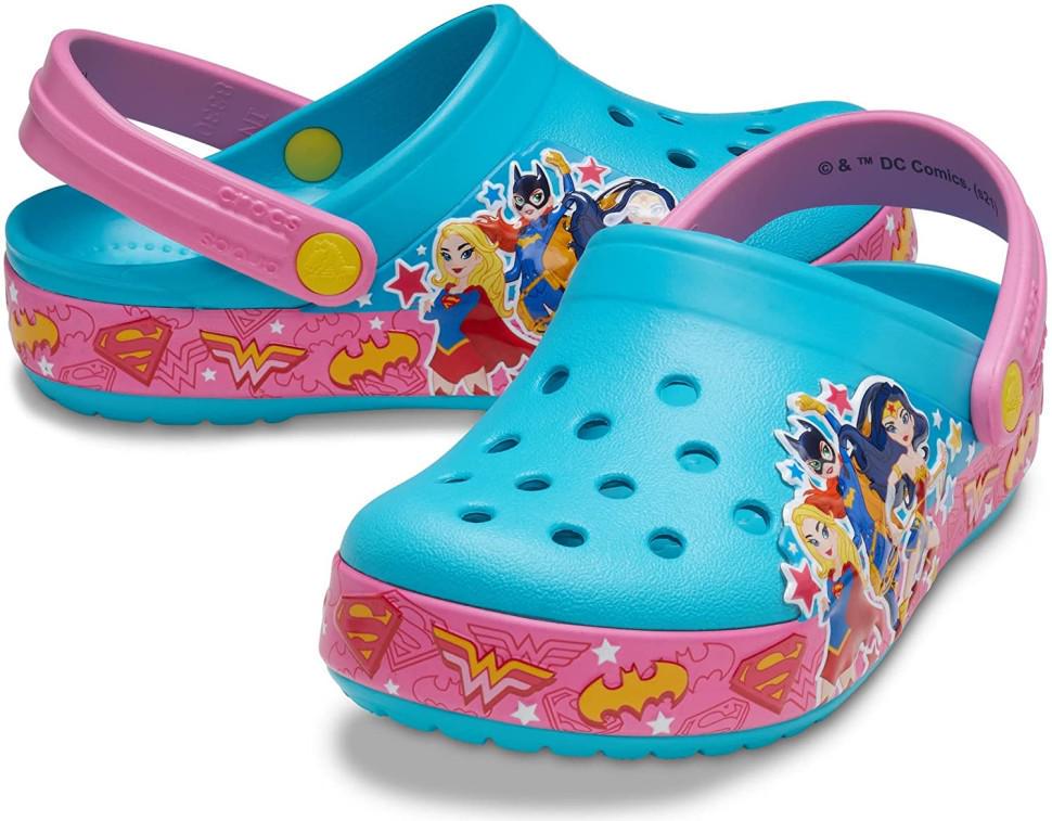 Крокси для дівчинки Crocs DC Super Hero Band Clog Digital Aqua р. 25/26 Блакитний (26006)