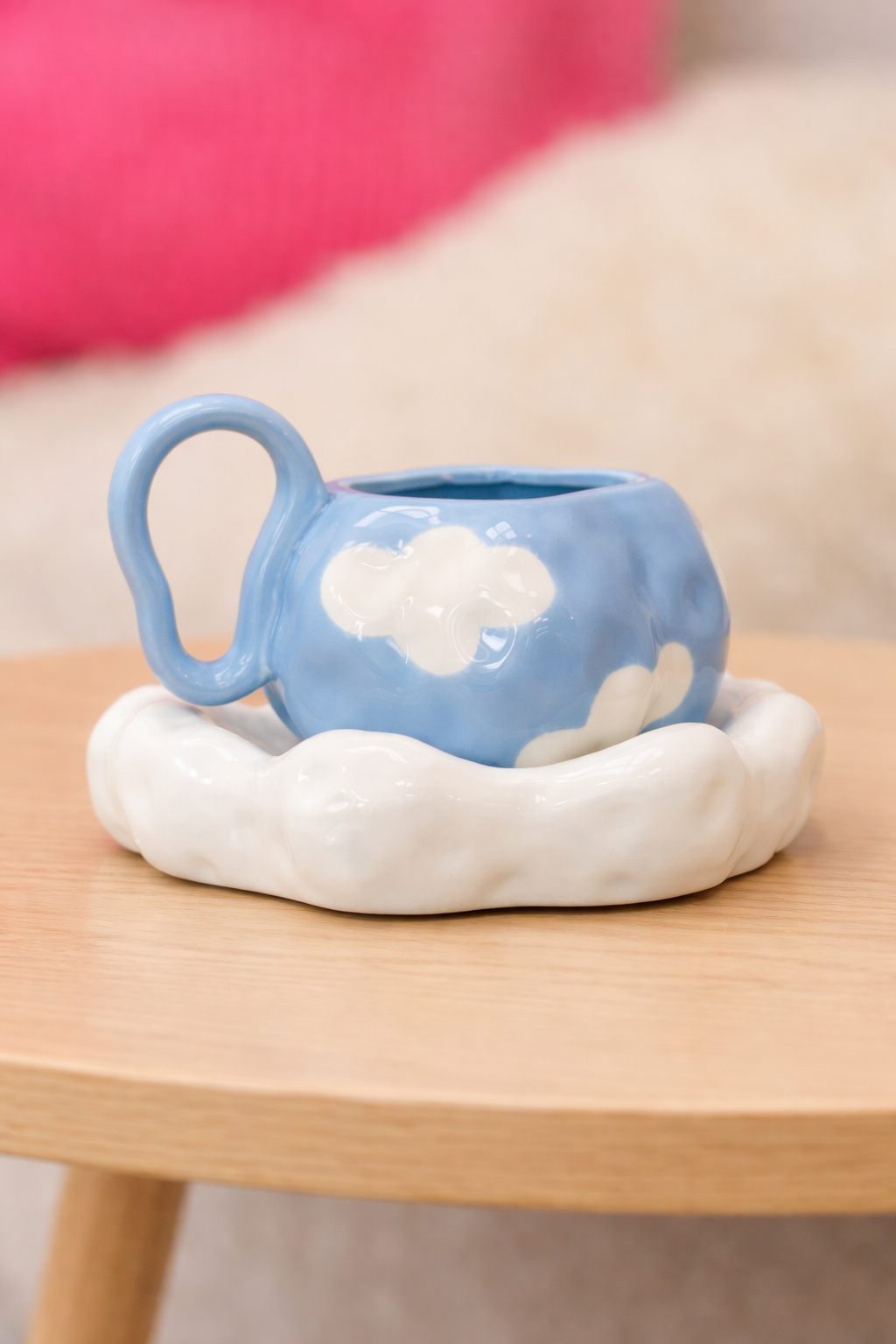 Чашка з блюдцем-хмаринкою Біла хмаринка 380 мл Блакитний (8030-443)