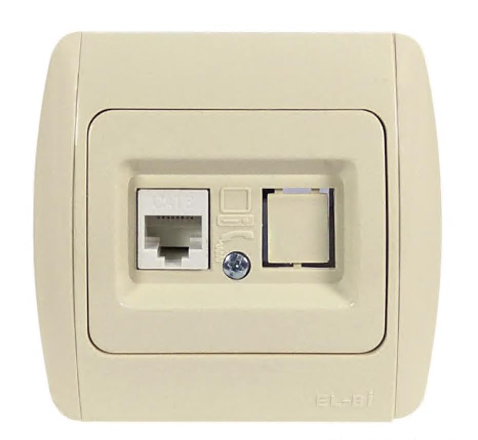 Розетка одинарная компьютерная RJ-45 EL-BI Zirve Fixline Кремовый (00000000308)