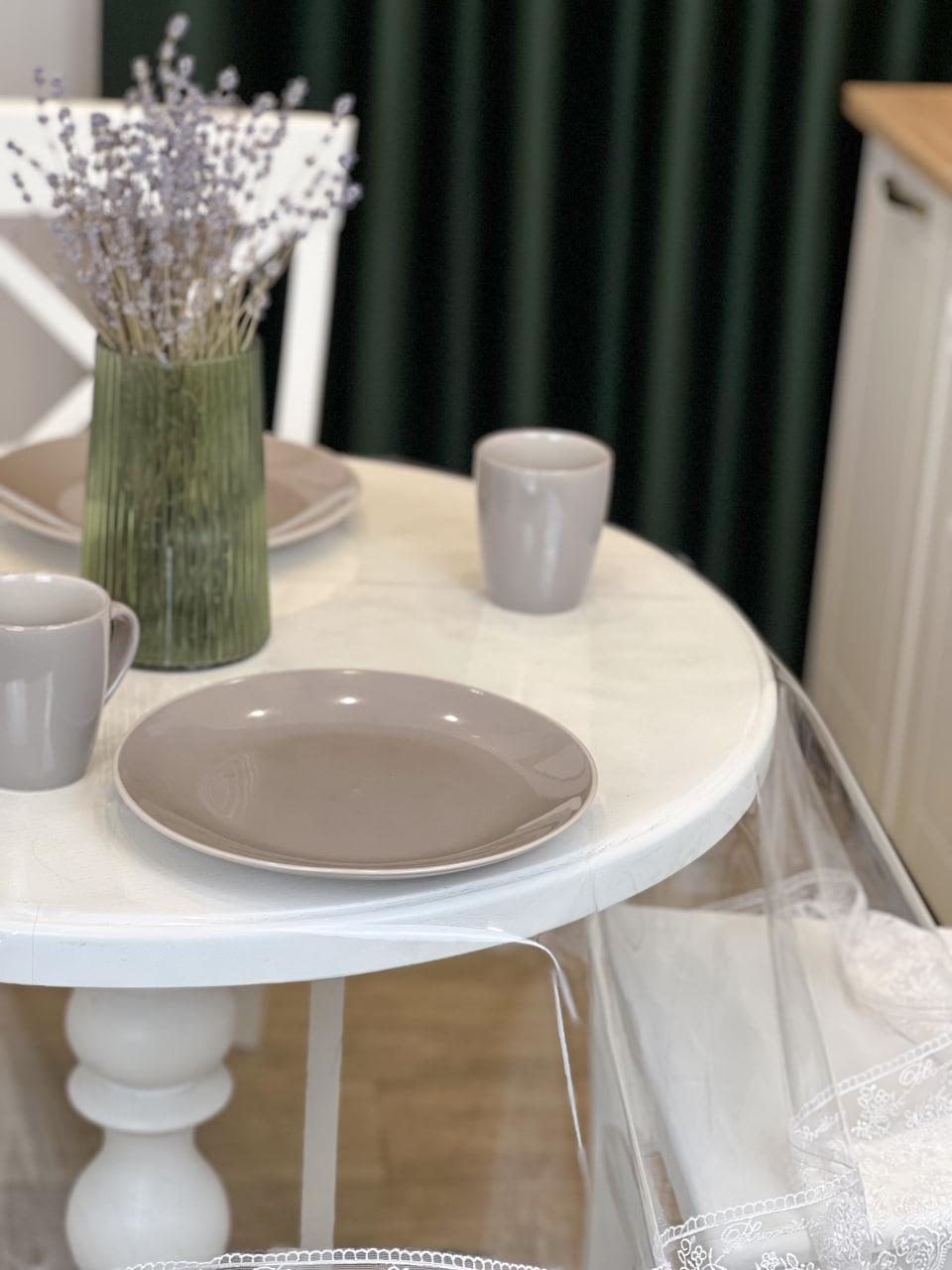 Скатерть cиликоновая Блюмарин с белым кружевом 10 см 140x140 см (414-15) Скатерть cиликоновая Блюмарин с белым кружевом 10 см 140x140 см (414-15)