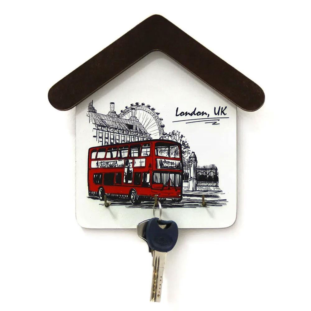 Ключница Домик London UK Красный автобус 180х179х27 мм (kmm0501)