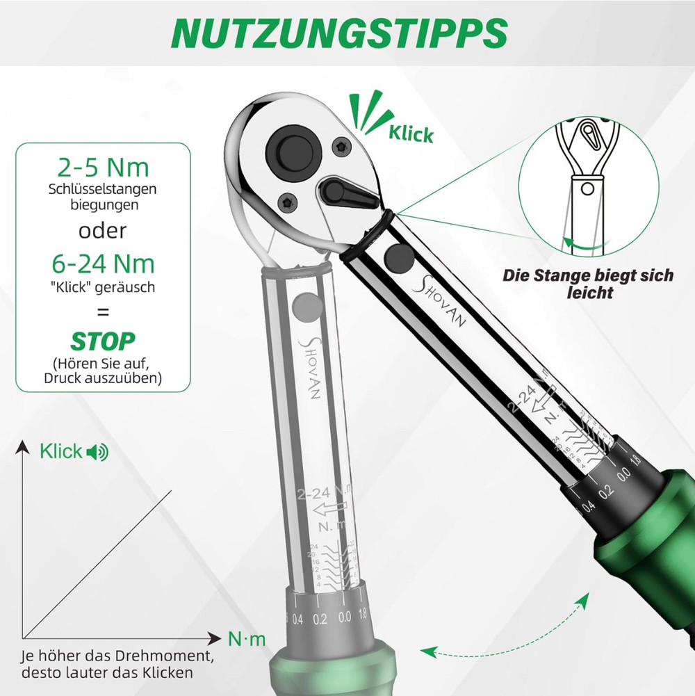 Ключ динамометрический SS Shovan BS-21 1/4 дюйма точный регулируемый для велосипеда и ремонта - фото 3 Ключ динамометрический SS Shovan BS-21 1/4 дюйма точный регулируемый для велосипеда и ремонта - фото 3