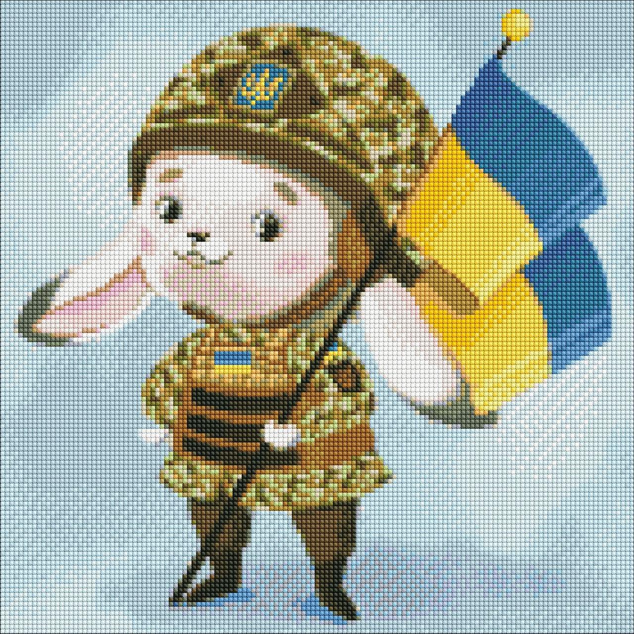 Алмазная мозаика/вышивка Ideyka Зайчик-защитник 40х40 см (AMO 7440)