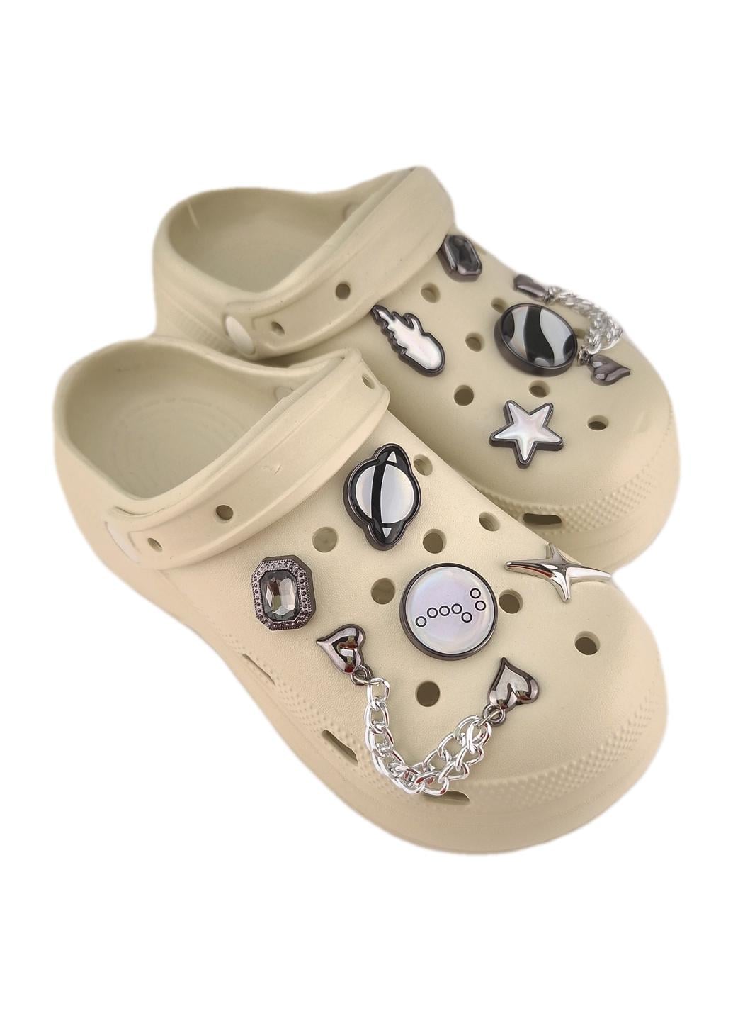 Кроксы женские с джибитсами р. 36/37 23 см Бежевый (MY3181/1)