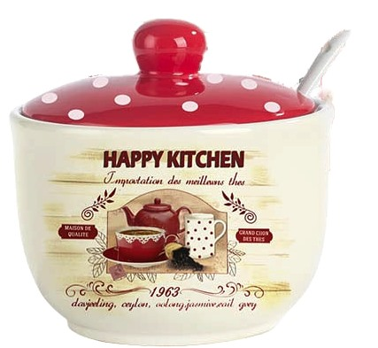 Сахарница с ложкой SNT Happy Kitchen 450 мл d 11 см h 7,5 см (2242-11/1)