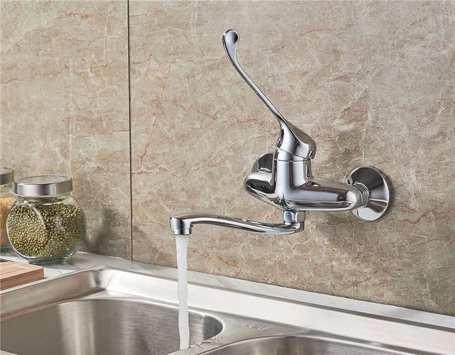 Смеситель Lamber 128 для кухни локтевой настенный