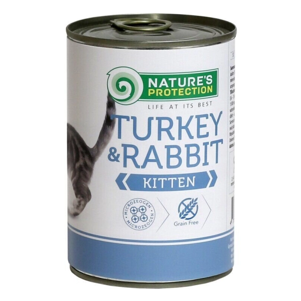 Вологий корм для молодих кошенят Nature's Protection Kitten Turkey&Rabbit 400 г (KIK24634)