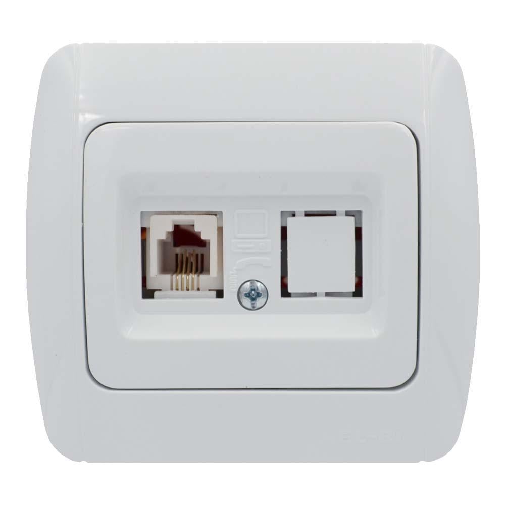 Розетка одинарная телефонная EL-BI RJ-11 Zirve Белый Fixline