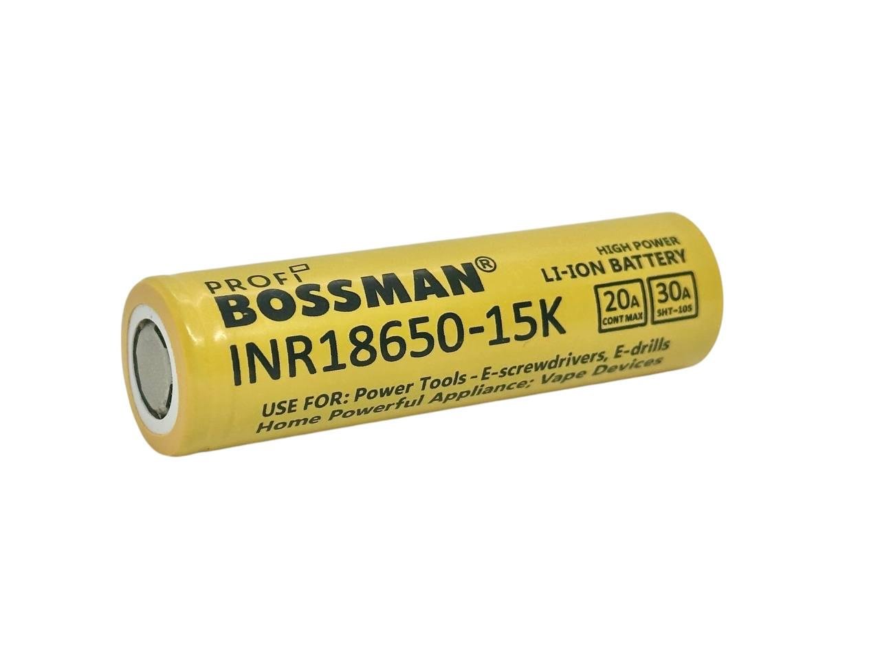 Акумулятор високострумовий Bossman Profi Li-ion 3,7V 1500mAh INR18650-15K для електроінструменту (2317702818) - фото 1 Акумулятор високострумовий Bossman Profi Li-ion 3,7V 1500mAh INR18650-15K для електроінструменту (2317702818) - фото 1