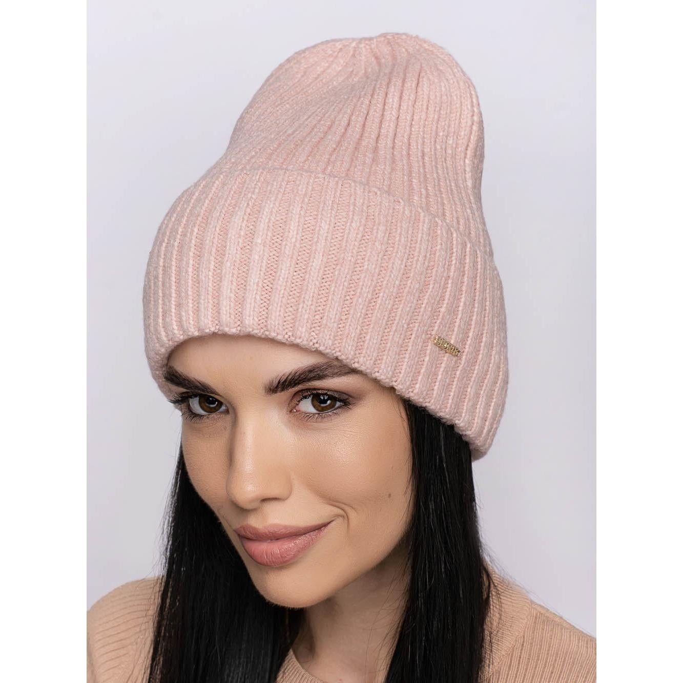 Шапка-колпак женская Leks ЛИНА одинарная из шерсти мерино One size Пудровый (154917)