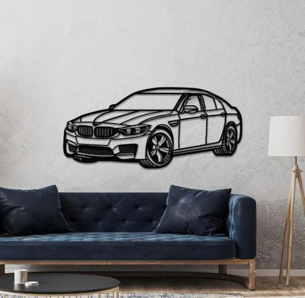 Картина-панно деревянное на стену в стиле лофт Decart BMW M3 100х45 см