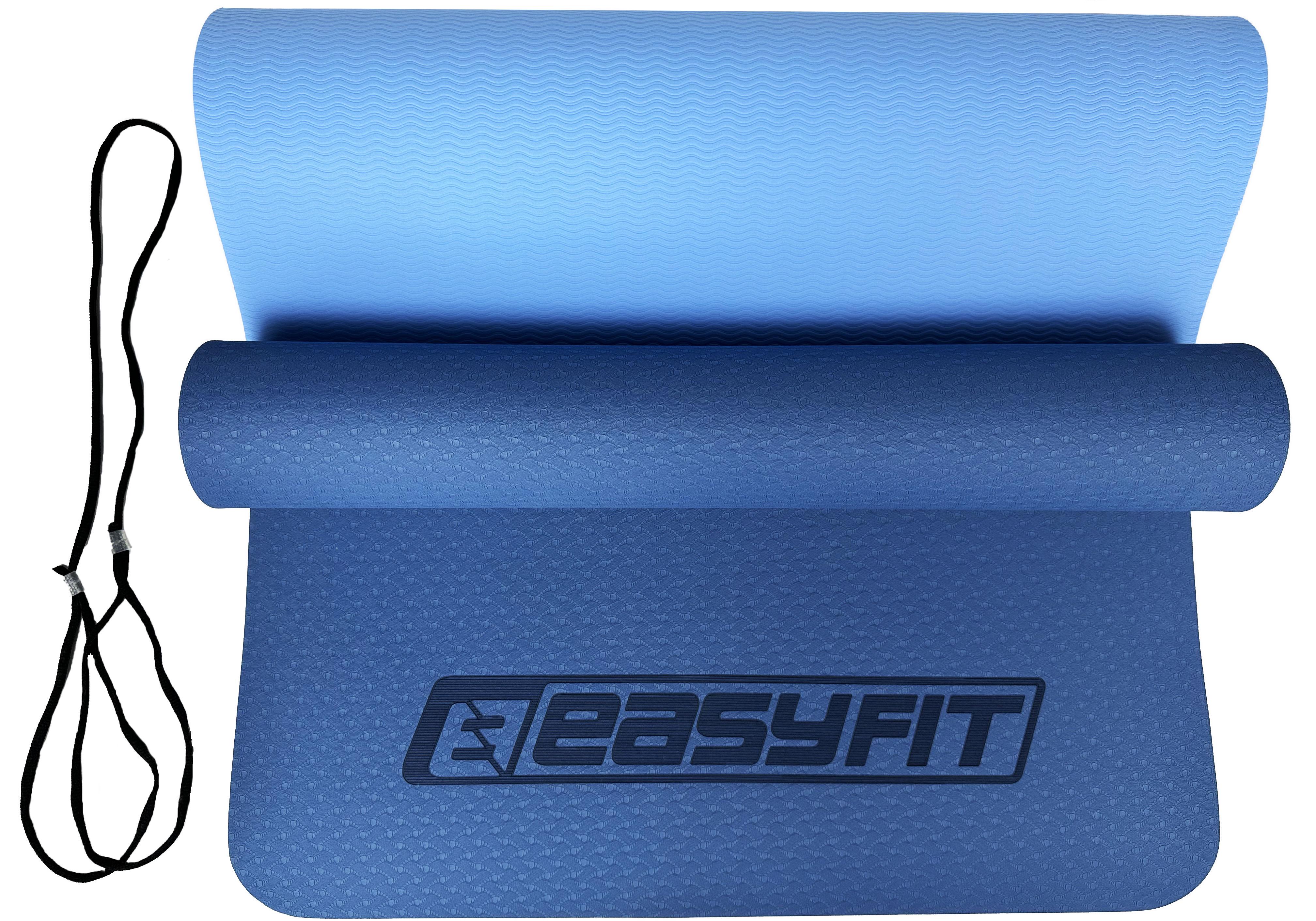 Килимок для йоги EasyFit TPE+TC двошаровий 183х61 см Синій/Блакитний (EF-TPE6BL) - фото 2